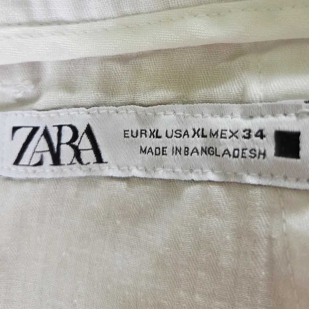 ZARA Man White Linen Pants Size XL